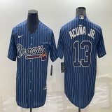 Nike Atlanta Braves #13 Ronald Acuna Jr. blue throwback majestic baseball jersey