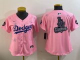Women 2025 Nike Los Angeles Dodgers blank pink fashion majestic baseball jerseys Sakura plate 03