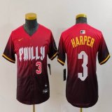Youth Nike Philadelphia Phillies #3 Bryce Harper red majestic baseball jersey city version 01