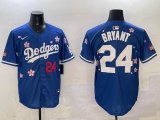 Los Angeles Dodgers #24 Kobe Bryant blue fashion majestic baseball jerseys Sakura plate