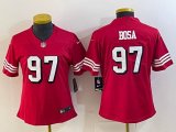 Women Nike San Francisco 49ers #97 Nick Bosa red throwback Color Rush Limited Jersey-BD