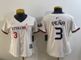 Women Houston Astros #3 Jeremy Pena white majestic baseball jerseys Joint name 02