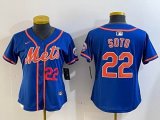Women Nike New York Mets #22 Juan Soto blue majestic mlb jerseys-BD