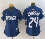 Women Nike Cleveland Indians #24 Cabrera blue majestic baseball jersey -BD