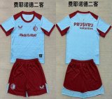 2025-2026 Feyenoord club skyblue red kids soccer jerseys second away