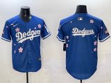 2025 Nike Los Angeles Dodgers blank blue fashion majestic baseball jerseys Sakura plate