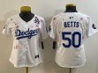 Youth 2025 Nike Los Angeles Dodgers 50 Mookie Betts white fashion majestic baseball jerseys Sakura plate 01