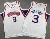 Youth Philadelphia 76ers 3# Allen Iverson white throwback NBA Jersey-XD