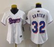 Women Nike Texas Rangers #32 Evan Carter white majestic baseball jerseys Champion patch-BD