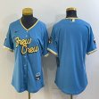 Women Nike Milwaukee Brewers blank skyblue majestic MLB Jerseys-BD