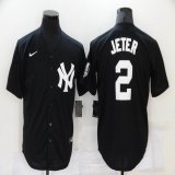 Nike New York Yankees 2# Derek Jeter black majestic baseball Jersey-BD 01