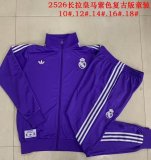 2025-2026 Real Madrid club purple kid soccer jacket with Long Trousers E2505
