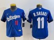 Youth Nike Los Angeles Dodgers #11 Roki Sasaki blue majestic baseball jerseys city version