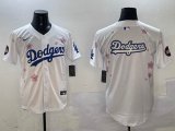 2025 Nike Los Angeles Dodgers blank white fashion majestic baseball jerseys Sakura plate 03