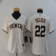 Women Nike Milwaukee Brewers #22 Christian Yelich beige majestic baseball Jersey
