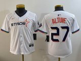 Youth Houston Astros #27 Jose Altuve white majestic baseball jerseys Joint name 01
