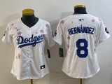 Youth 2025 Nike Los Angeles Dodgers #8 Enrique Hernandez white fashion majestic baseball jerseys Sakura plate 01