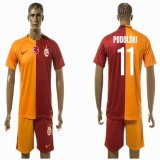 2015-2016 Galatasaray club PODOLSKI #11 red yellow soccer jersey home
