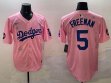 2025 Nike Los Angeles Dodgers #5 Freddie Freeman pink fashion majestic baseball jerseys Sakura plate 01