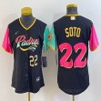 Women Nike San Diego Padres #22 Juan Soto black red green majestic baseball jerseys 02