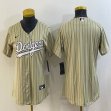 Women New Nike Los Angeles Dodgers beige throwback majestic baseball jerseys