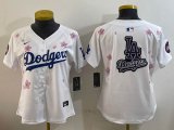 Youth 2025 Nike Los Angeles Dodgers blank white fashion majestic baseball jerseys Sakura plate 03