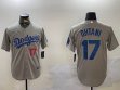 Dodgers #17 Shohei Ohtani Nike gray fashion majestic baseball Jersey -BD