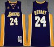 Nike Los Angeless Lakers #24 Kobe Bryant purple yellow Throwback basketball Jerseys with 60th-XD