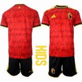 2026 World Cup Belgium team red black kid Soccer Jerseys home