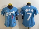 Women Nike Kansas City Royals #7 Bobby Witt Jr. skyblue majestic baseball jerseys -BD