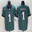 Nike Eagles #1 Jalen Hurts green Color Rush Limited Jersey C patch-BD 03
