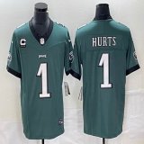 Nike Eagles #1 Jalen Hurts green Color Rush Limited Jersey C patch-BD 03