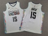Youth Denver Nuggets #15 Nikola Jokic white basketball jerseys city version