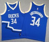 Youth Nike Milwaukee Bucks 34# Giannis Antetokounmpo blue nba basketball Jerseys city version -XD