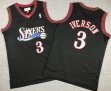 Youth Philadelphia 76ers 3# Allen Iverson black throwback NBA Jersey-XD