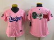 Women 2025 Nike Los Angeles Dodgers blank pink fashion majestic baseball jerseys Sakura plate 01