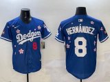 2025 Nike Los Angeles Dodgers #8 Enrique Hernandez blue fashion majestic baseball jerseys Sakura plate