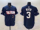 Nike New York Yankees ##3 Babe Ruth Navy majestic baseball Jerseys Joint name-BD 01