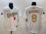 2025 Nike Los Angeles Dodgers #8 Enrique Hernandez white gold fashion majestic baseball jerseys 01