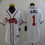 Youth Nike Atlanta Braves #1 Ozzie Albies white majestic baseball Jersey