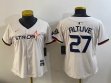 Women Houston Astros #27 Jose Altuve white majestic baseball jerseys Joint name 03