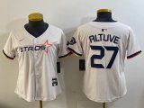 Women Houston Astros #27 Jose Altuve white majestic baseball jerseys Joint name 03