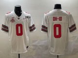 Ohio State Buckeyes #0 white college football jerseys with 2025 championship patch
