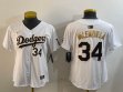 Women Nike Los Angeles Dodgers 34 Fernando Valenzuela white gold fashion baseball jersey