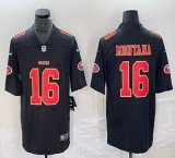 Nike San Francisco 49ers #16 Joe Montana black gold color Rush Limited Jersey
