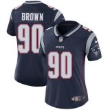 Women Patriots #90 Brown Nike blue Color Rush Limited Jersey