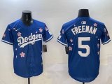 2025 Nike Los Angeles Dodgers #5 Freddie Freeman blue fashion majestic baseball jerseys Sakura plate 01