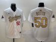 2025 Nike Los Angeles Dodgers 50 Mookie Betts white gold fashion majestic baseball jerseys 01