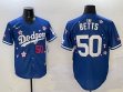 2025 Nike Los Angeles Dodgers 50 Mookie Betts blue fashion majestic baseball jerseys Sakura plate
