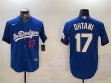 Dodgers #17 Shohei Ohtani Nike blue majestic baseball Jerseys city version